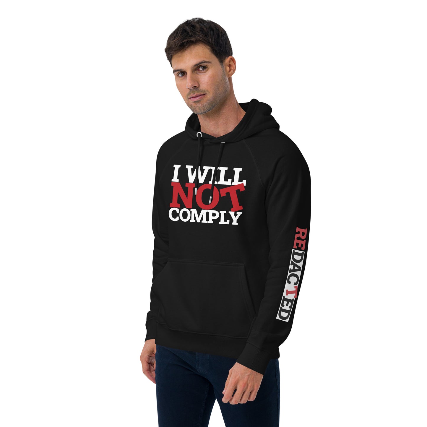 I WILL NOT COMPLY Unisex eco raglan hoodie