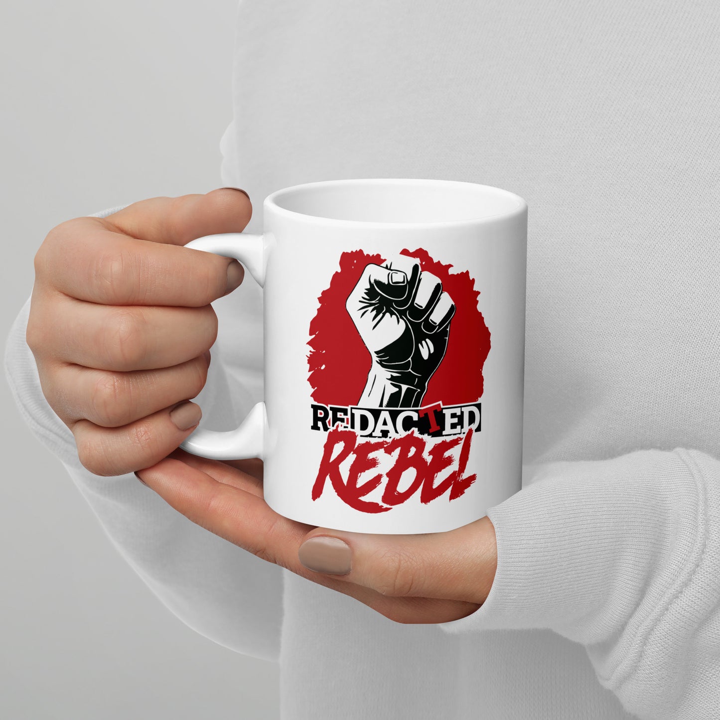 REDACTED REBEL White glossy mug