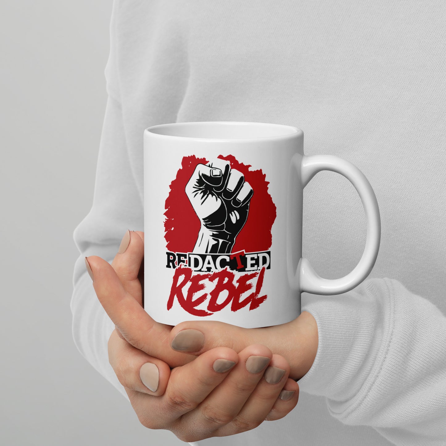 REDACTED REBEL White glossy mug