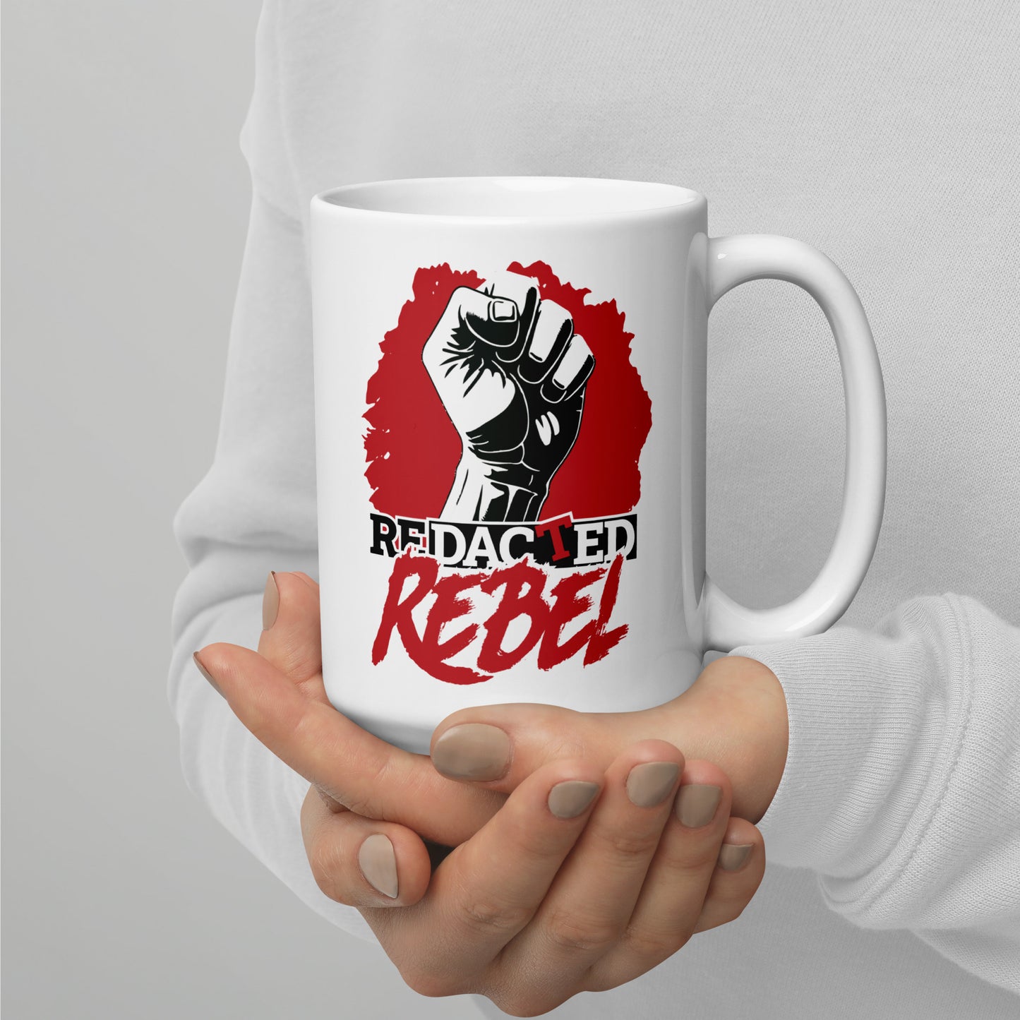 REDACTED REBEL White glossy mug