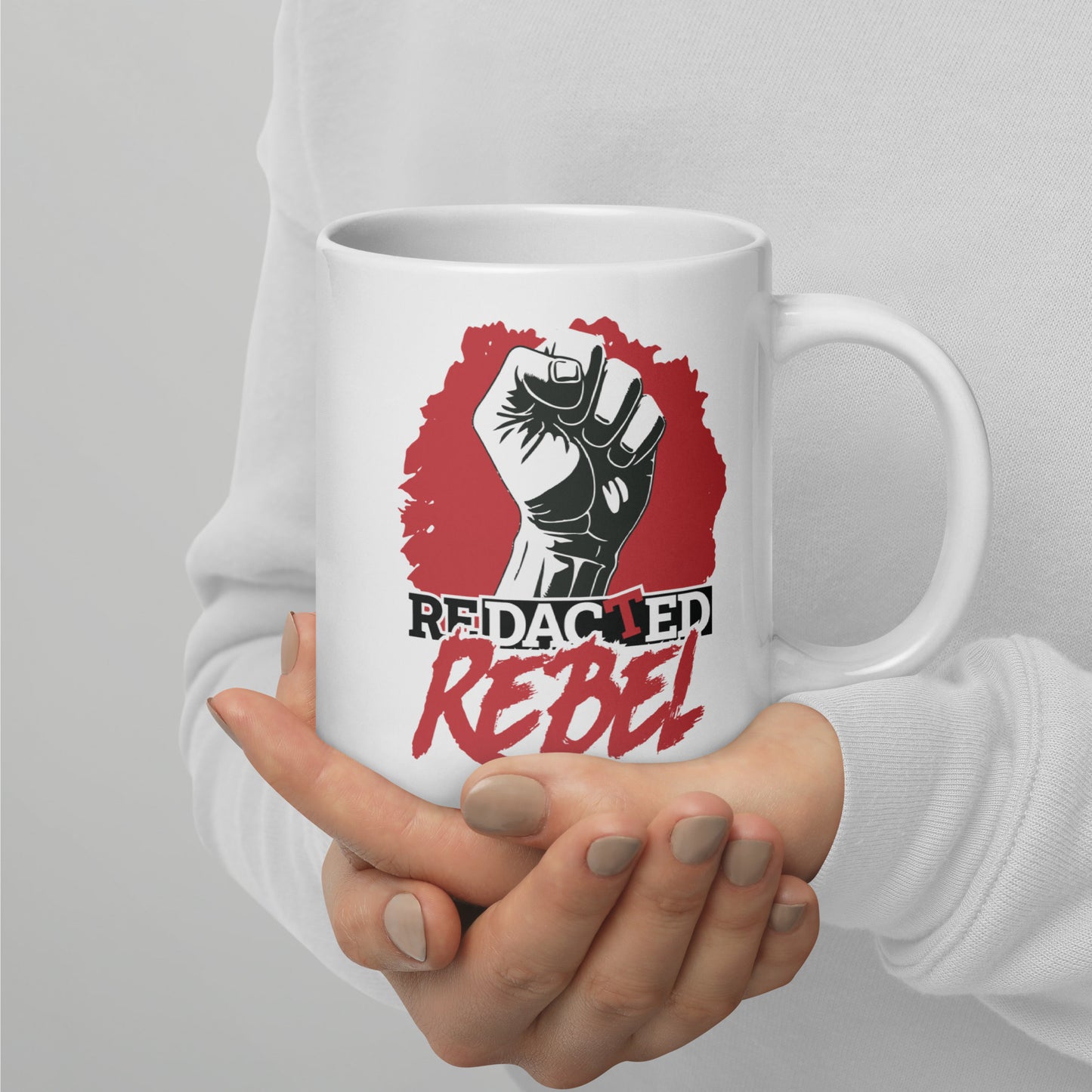 REDACTED REBEL White glossy mug
