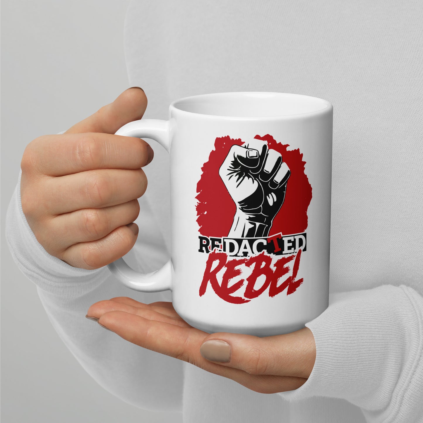 REDACTED REBEL White glossy mug