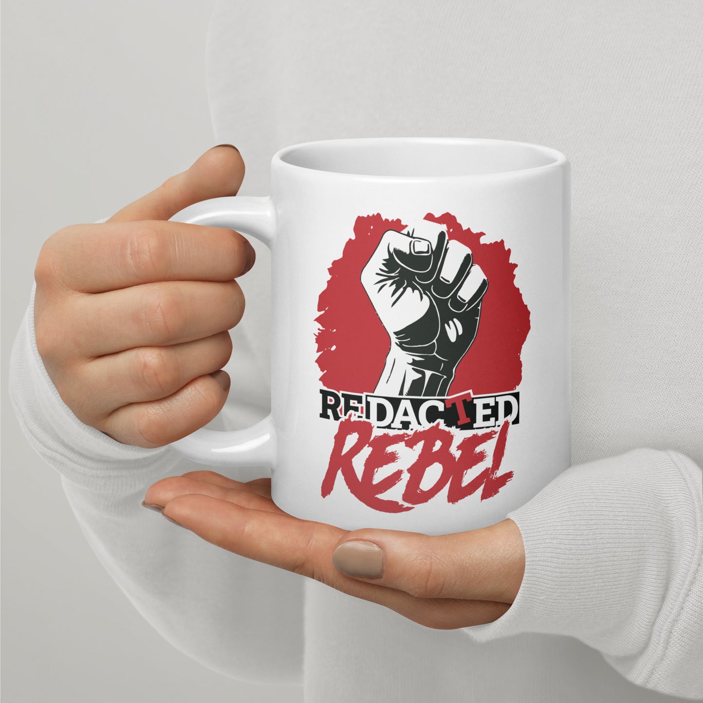 REDACTED REBEL White glossy mug